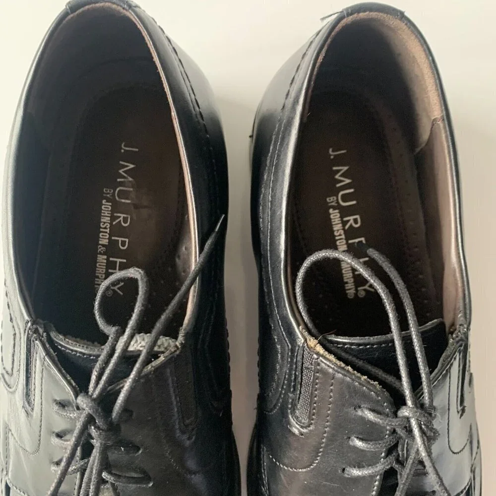 Johnston & Murphy Shuler Oxford Black Leather Dress Shoes‎ Men's Sz 10.5 Lace-up